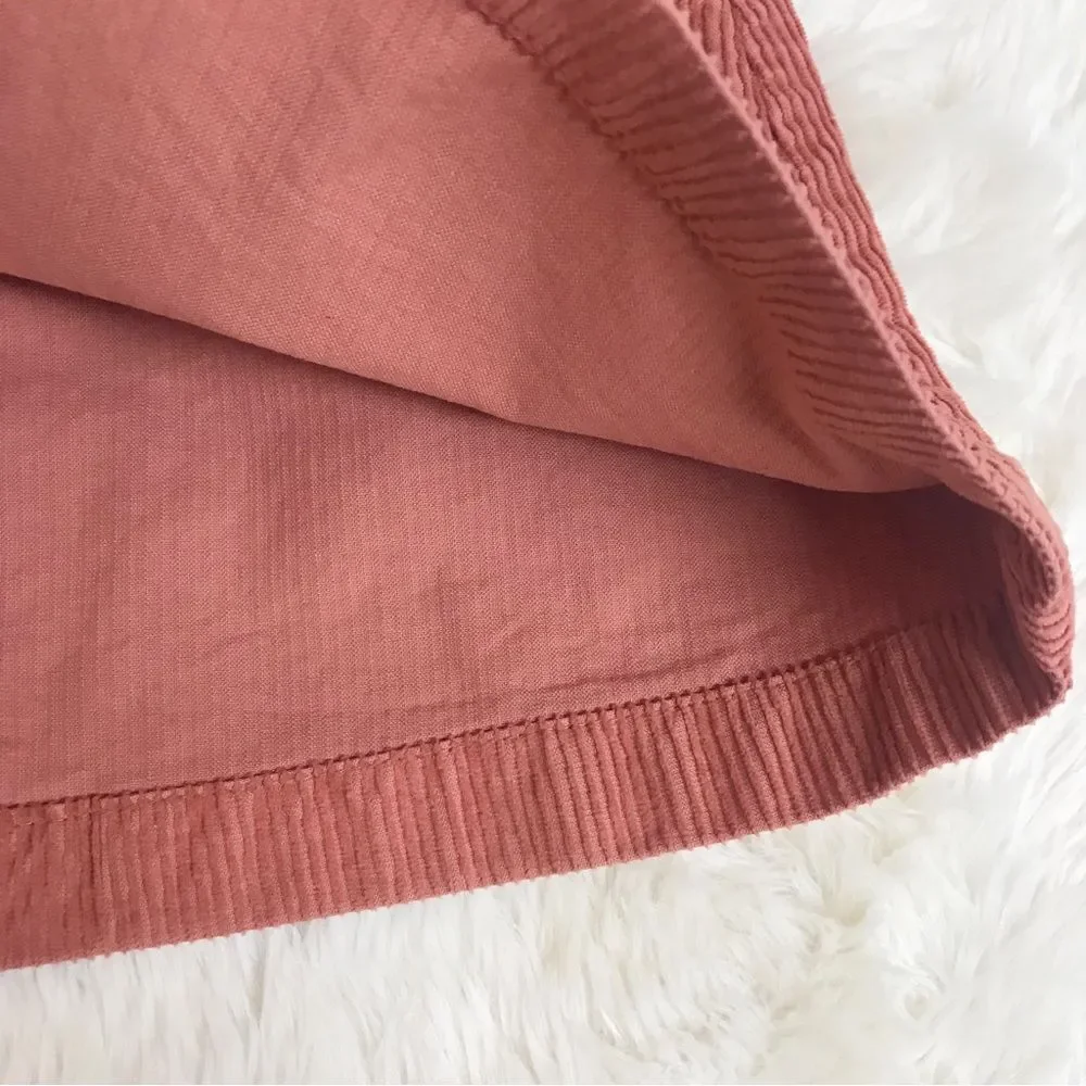 FREE PEOPLE Ray Button Front Corduroy‎ Mini Skirt Rust Pink Fall Size 8 New